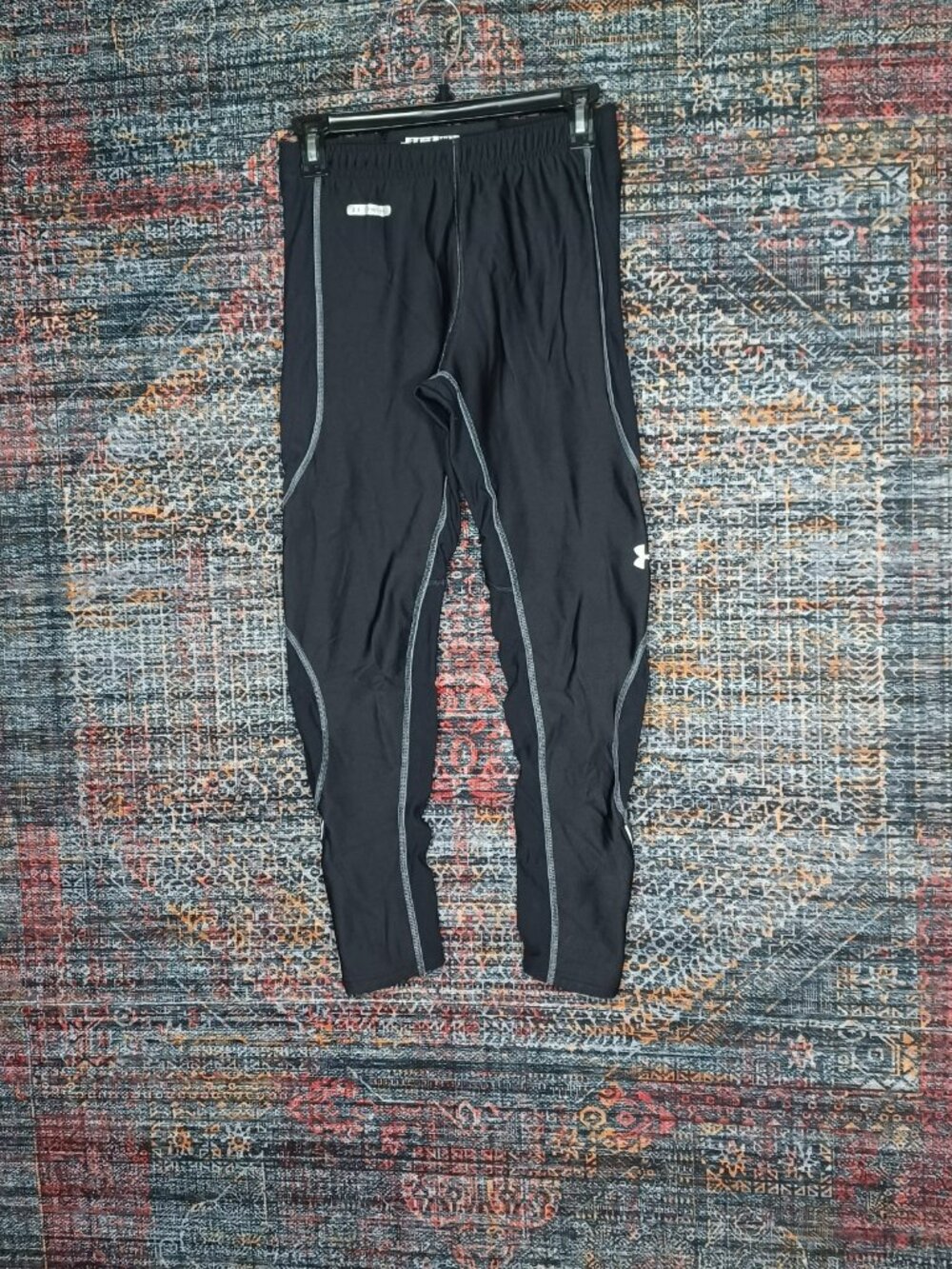 Under Armour womens black gray stitch lined nylon Metal tights S